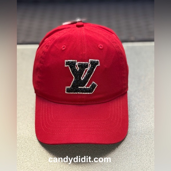 NWT Beautiful Candy Did It! Really Red Crystal Logo Adjustable Bling Ball Cap main image 7